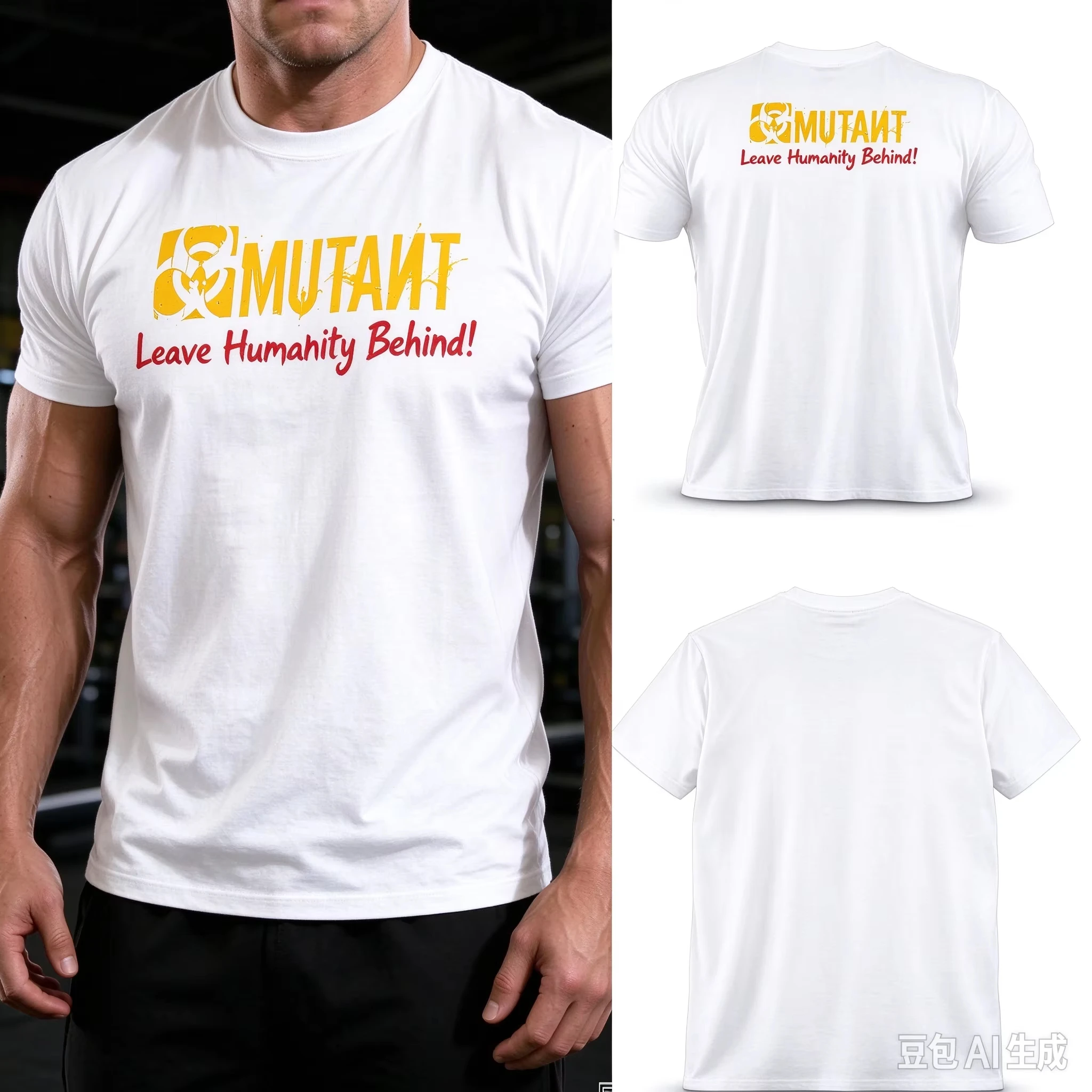 2026 New Unisex Oversized Streetwear T Shirt Biohazard Mutant Style Slogan Front Back Print Fitness Graphic Tees Cotton Tops