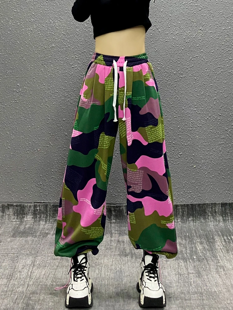 2025 Spring and Autumn Women's Stylish Camouflage Sports Casual Pants High Waist Loose Slimming Versatile Straight Sweatpants
