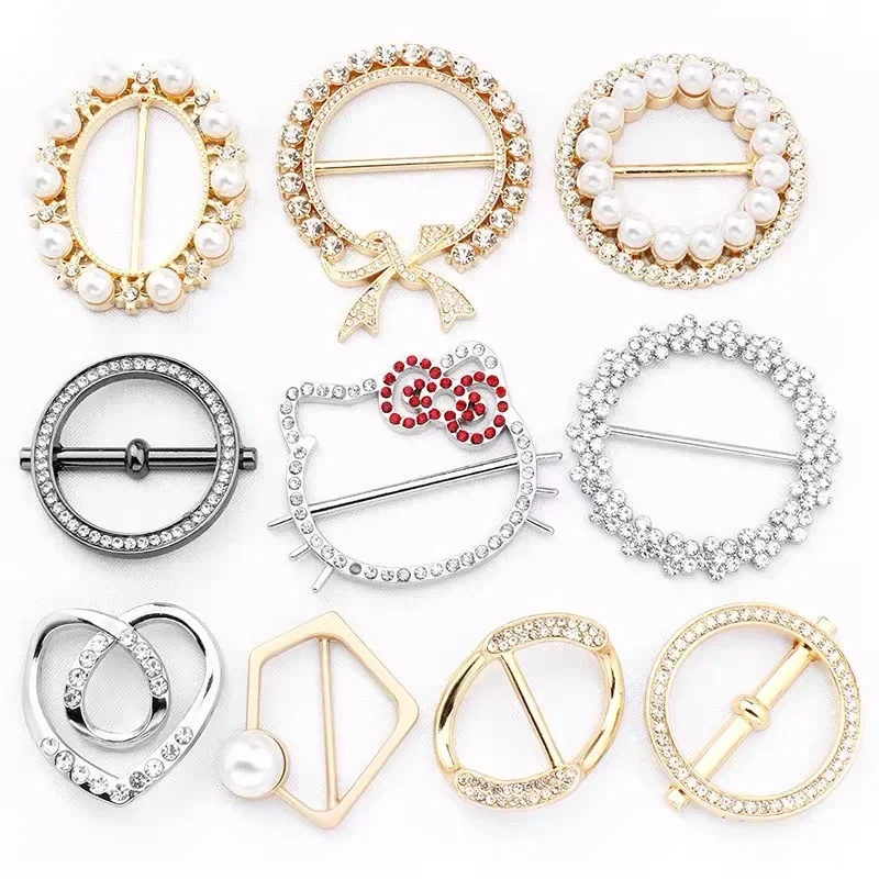 1pcs Knotted Button Ring Clothing Accessories Pearl Waist Metal Corner Knotted Buttons Scarf Shirt Buckles