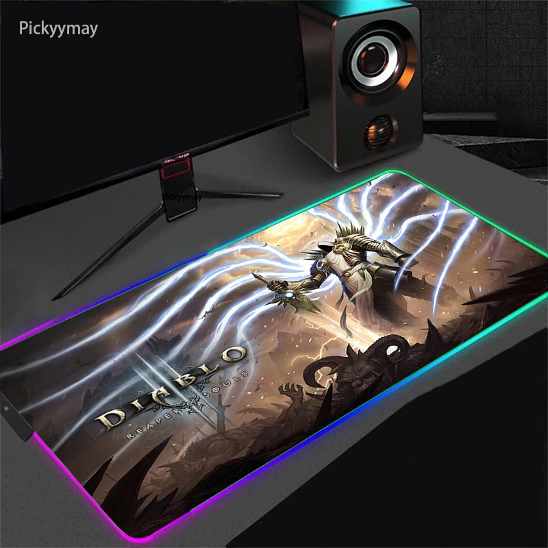 Diablo 3 rgb mouse pad xxl mesa de teclado do computador tapete de jogos para computador acessórios led gamer mause tapete usb backlight mesa mousepad