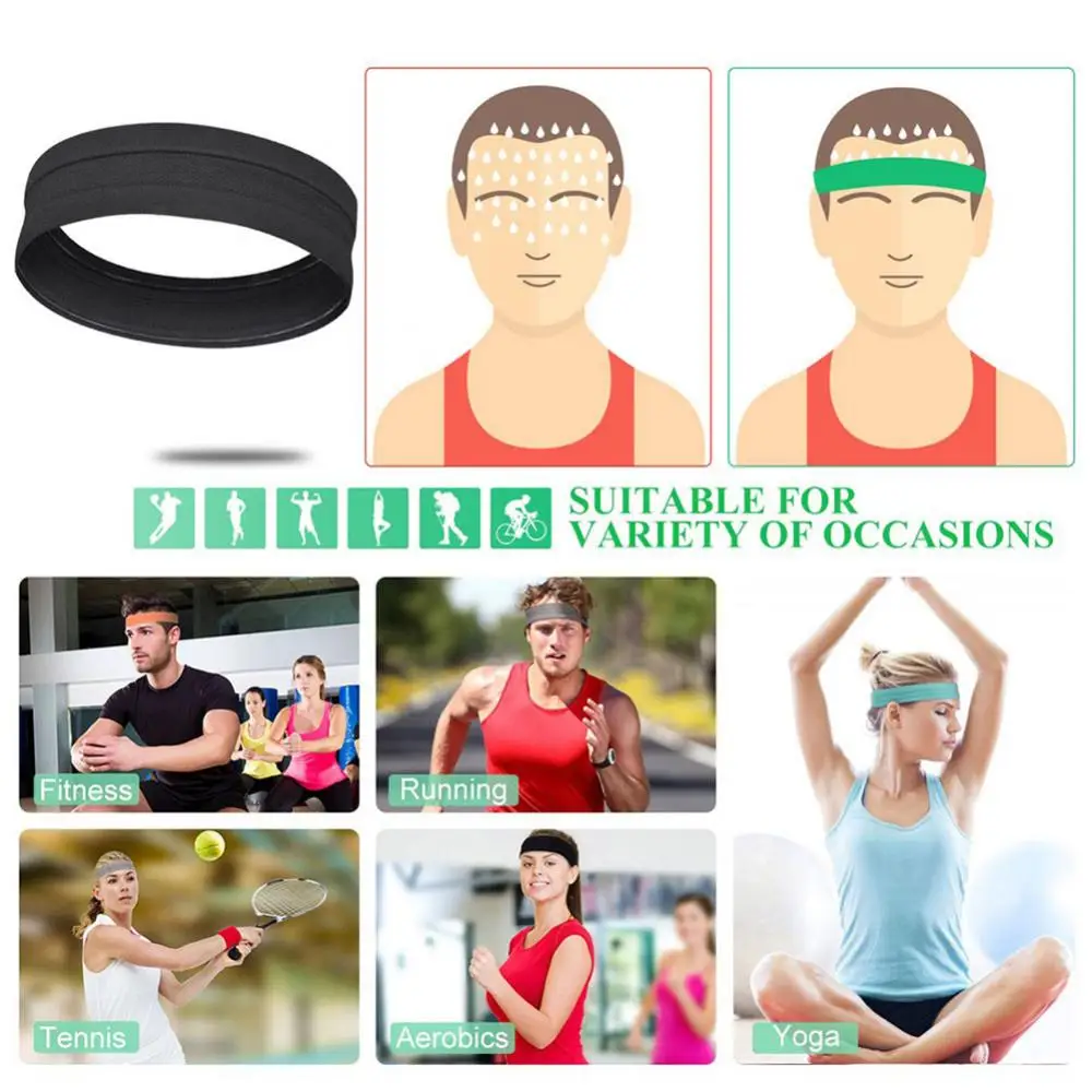 Men Women Headband Sport Sweat Hair Bands Forehead Running Fitness Yoga Tenis Elastic Sweatband