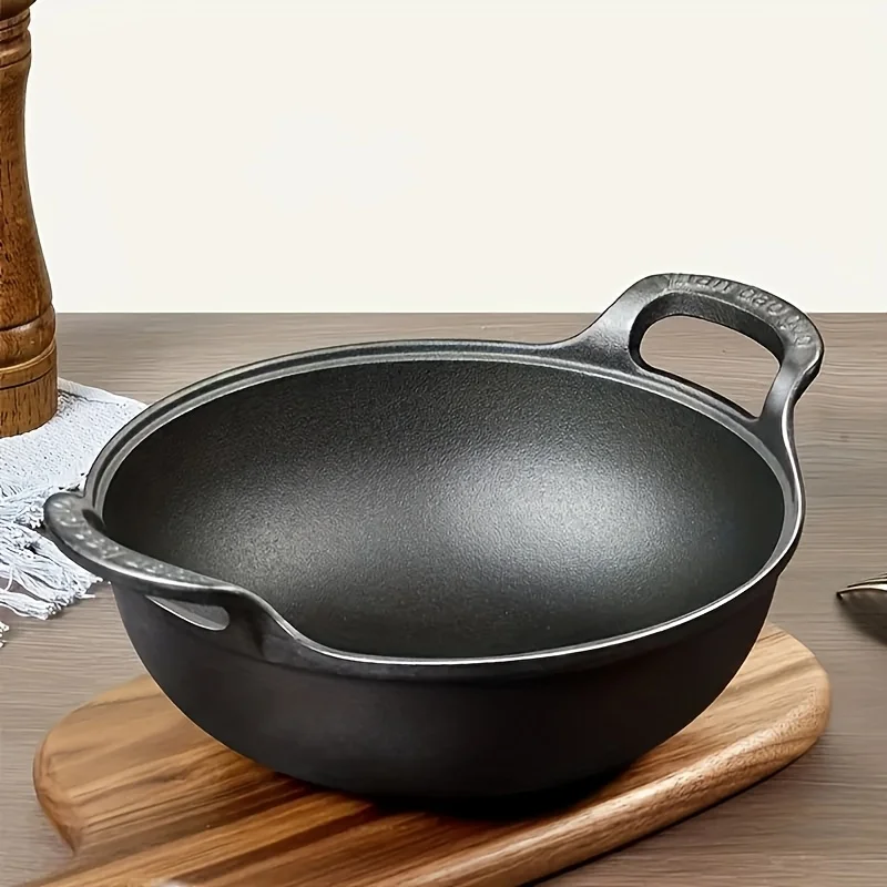 Sartén de hierro fundido preazonada con asas dobles: utensilios de cocina antiadherentes y duraderos para asar y acampar al aire libre, mini, versátil