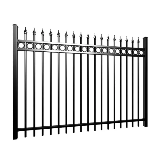 Cheap zinc steel fence design 20'x7 'galvanized steel fence black coated steel fence