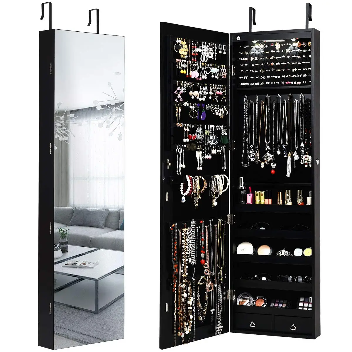 Full Length Mirror Jewelry Armoire - Wand- oder Türmontierter Schmuckspiegel mit Ganzkörperspiegel,