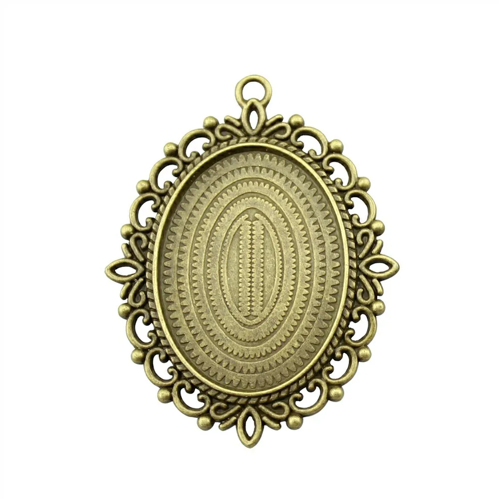 WYSIWYG 30x40mm 18x25mm 13x18mm Inner Size Vintage Antique Silver Color Antique Bronze Color Oval Cameo Cabochon Base Setting