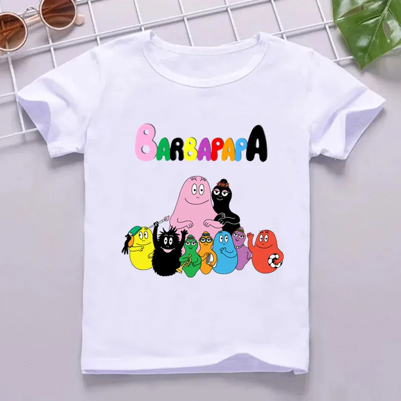 Hot Sale Cute Barbapapa Print Cartoon Kids T shirt Funny Girls Summer Tops Baby Boys Clothes Children Short Sleeve T-shirt