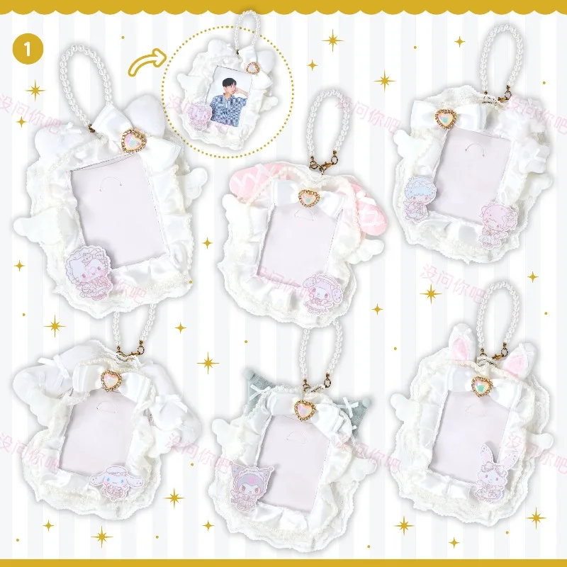 

Sanrio Pure White Angel Lace Series Kitty Melody Kuromi плюшевый держатель для карт сумка для хранения кукла брелок плюшевый декоративный кулон
