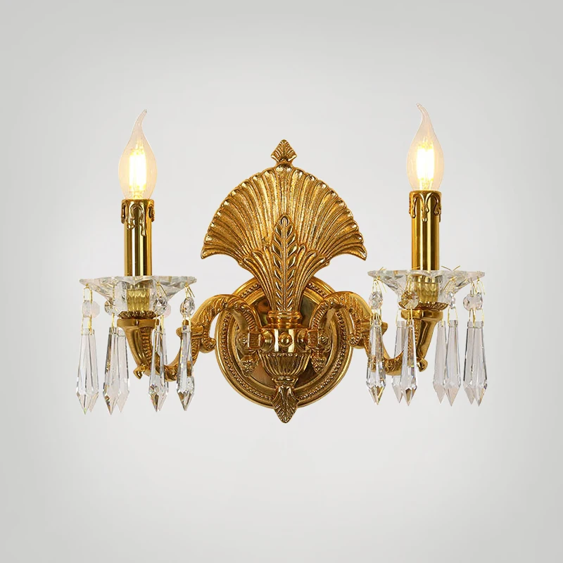 

Elegant Wall Light for Dining Room, Bedroom Bedside & Foyer, Single European Luxury Brass Candle Crystal Lamp for Living Room De
