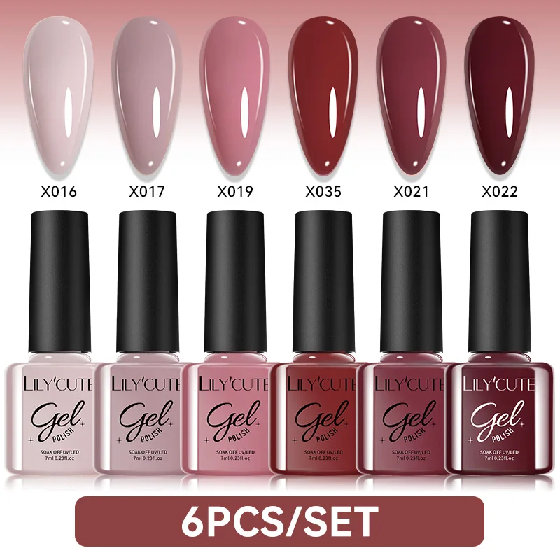 

LILYCUTE 6 шт./компл. 7 мл коричневый гель-лак для ногтей Rich Russet Brown гель-лак для ногтей - стойкий салонный качественный глянцевый отделка для пар