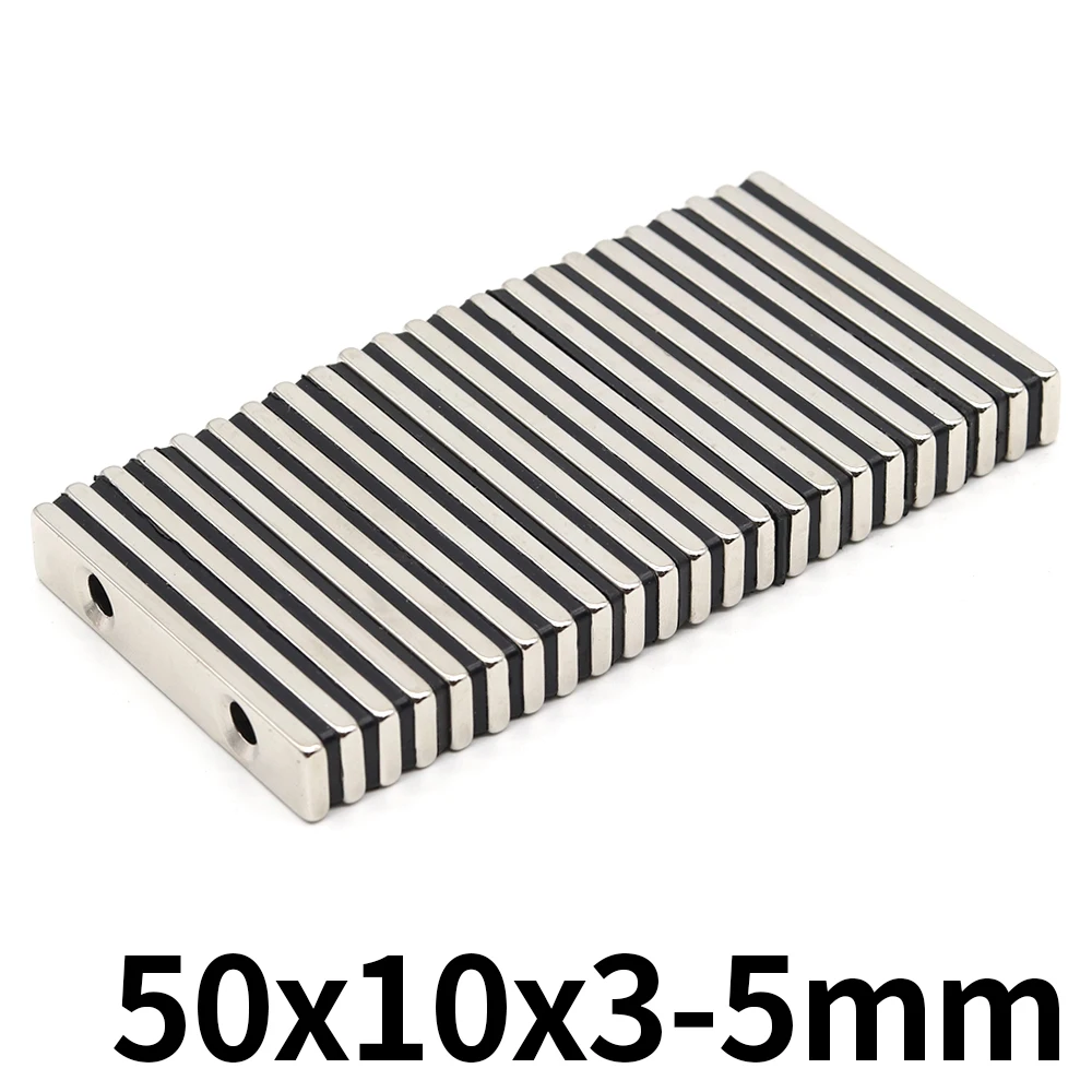 

Neodymium Magnet 50x10x3-5mm Block NdFeB Neodymium Magnet N35 Super Powerful imanes Permanent Magnetic 50x10x3Hole5 2/5/10/20Pcs