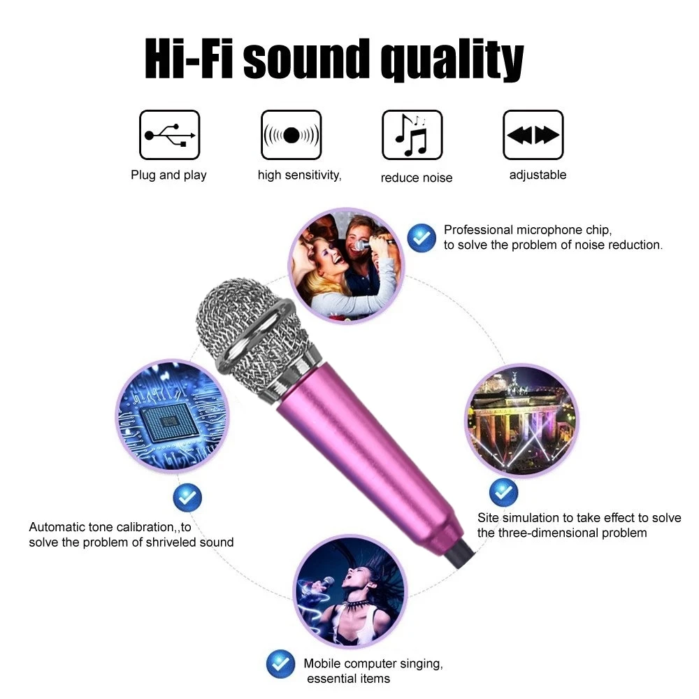 Mobile Cell Mini Microphone Mic For iPhone Android Phone PC Wired Karaoke Kid Children Computer Laptop Music Sound Microphon Kit