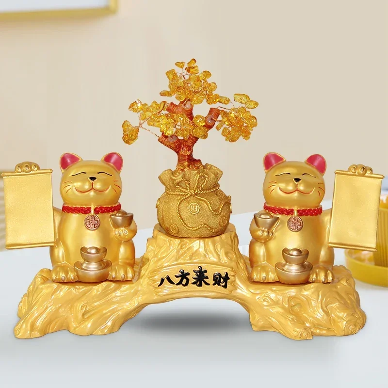 Fortune cat adornment business is booming opening gifts front desk cashier QR code home rich cat fortune gift  decor