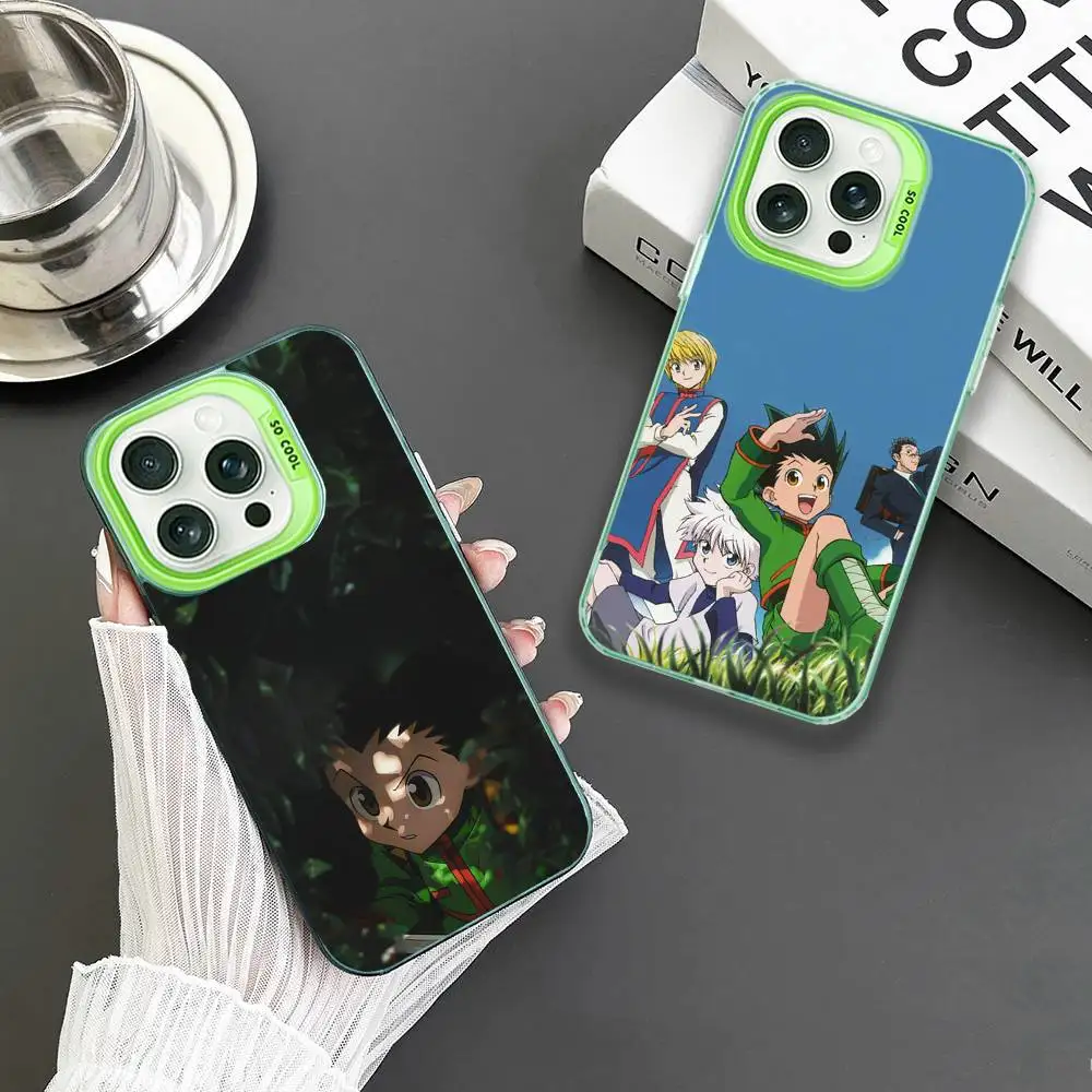 

Anime H-Hunter HXH Phone Case For iPhone 16,15,14,13,12,11,Mini,Pro,MAX Green Matte Shockproof Cover