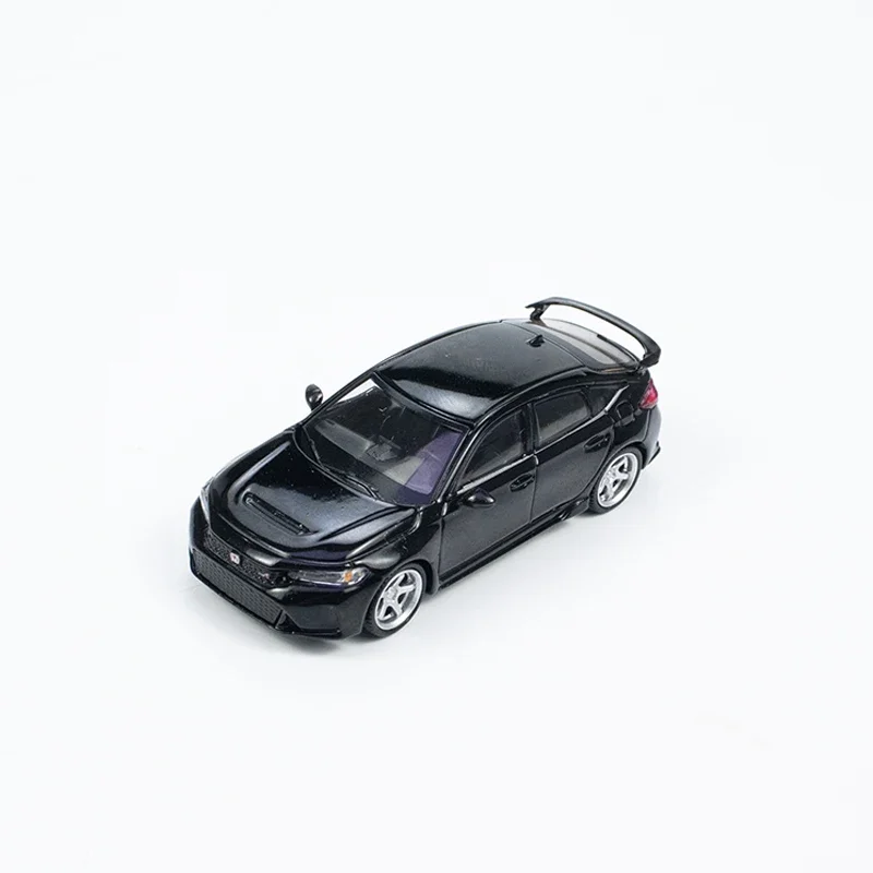 MINI GT 1:64 modelo de carro de brinquedo Civic Type R Crystal Black Pearl 2023 com roda Advan GT # 585 presentes de coleção de display LHD