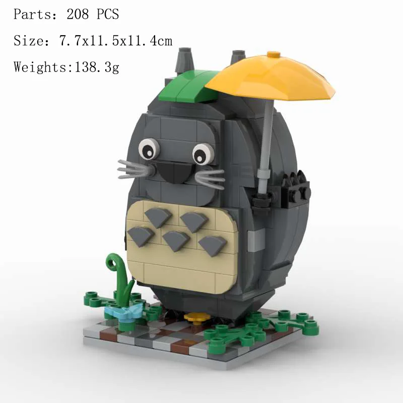 208pcs MOC Building Blocks Sky Castle Totoro Yellow Umbrella Model Educational Assembly Children's Toy Ornament - Image 3
