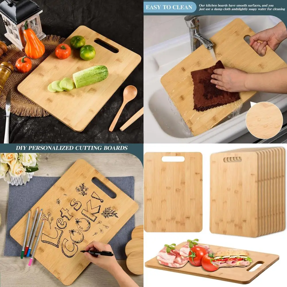 

Набор из 12 бамбуковых разделочных досок с ручками, 11x15, выгравированных для подарков на День матери или новоселье.