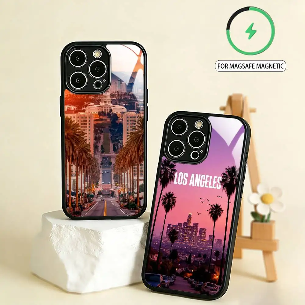 

L-Los Angeles LA Culture Art Phone Case For iPhone17,16,15,14,13,12,11 Plus,Pro Max Magnetic For Magsafe Wireless Charging
