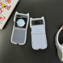 Kawaii Cartoon 3D Cat Shape Phone Case For Samsung Galaxy Z Flip 6 5 4 Z Flip4 Flip5 Flip3 5G Cover Silicone Shockproof Cases