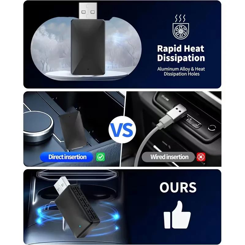 Carplay محول لاسلكي أندرويد السيارات 2in 1 الذكية دونغل 2025 5G WIFI آيفون أندرويد الهاتف لفولفو بنز Mg كيا شيري VW