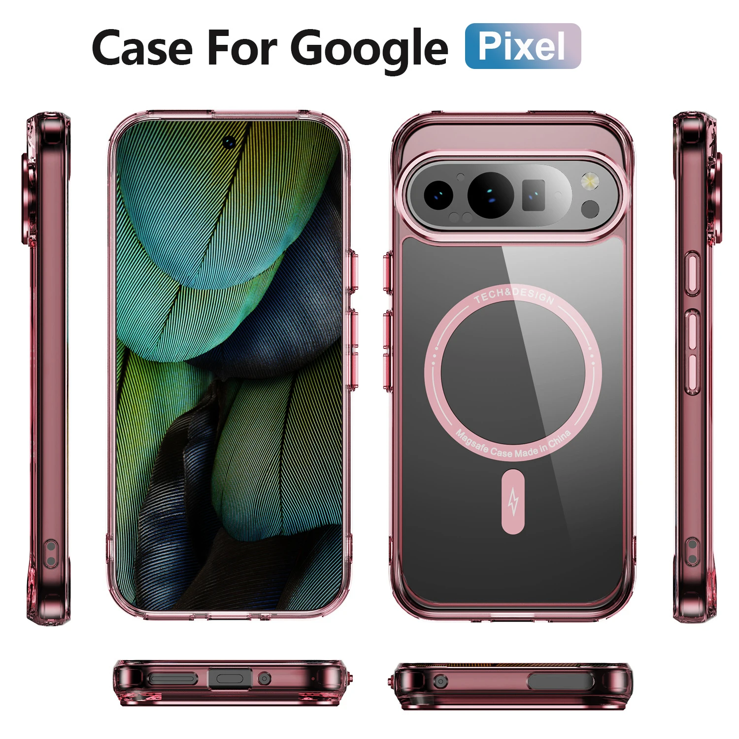 Прозрачная Магнитная фотовспышка для Google Pixel 8 Pro, цветная Противоударная Беспроводная зарядка
