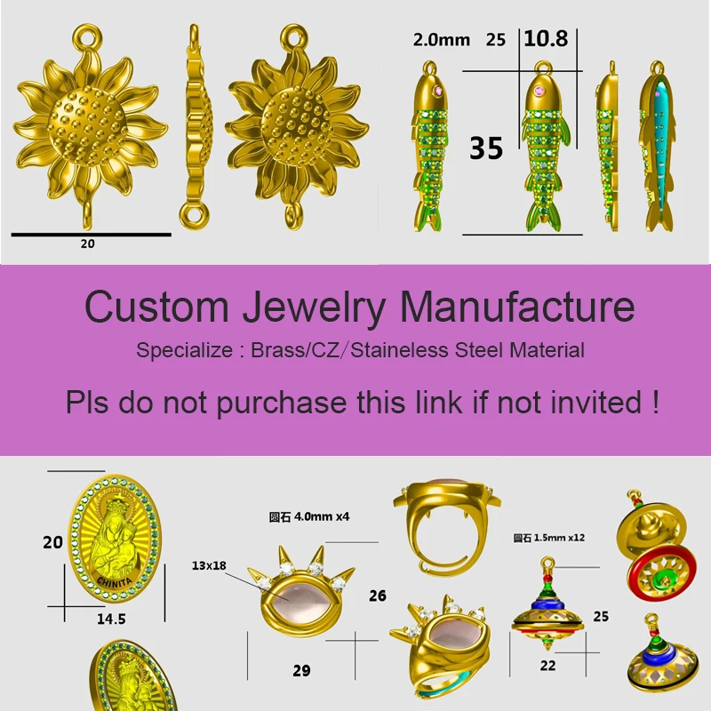Custom Order for Linsey Pisciotta, Brass with CZ Charm Accessory Components for Jewelry Making, Women's Jewelry