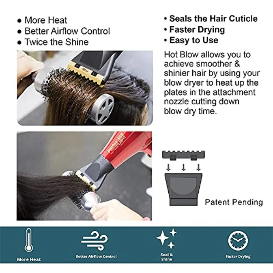 Turbo Power Twin Turbo 3200 Pink Hair Dryer + Hot Blow Attachment Bundle Professional High-Speed Dryer for Smooth Fast Drying i