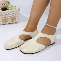 Women Split Toe Flats Comfortable Soft Faux Leather Ballet Shoes Female Cut-out Breathable Slip On Moccasins Retro Casual Shoes - Image 6