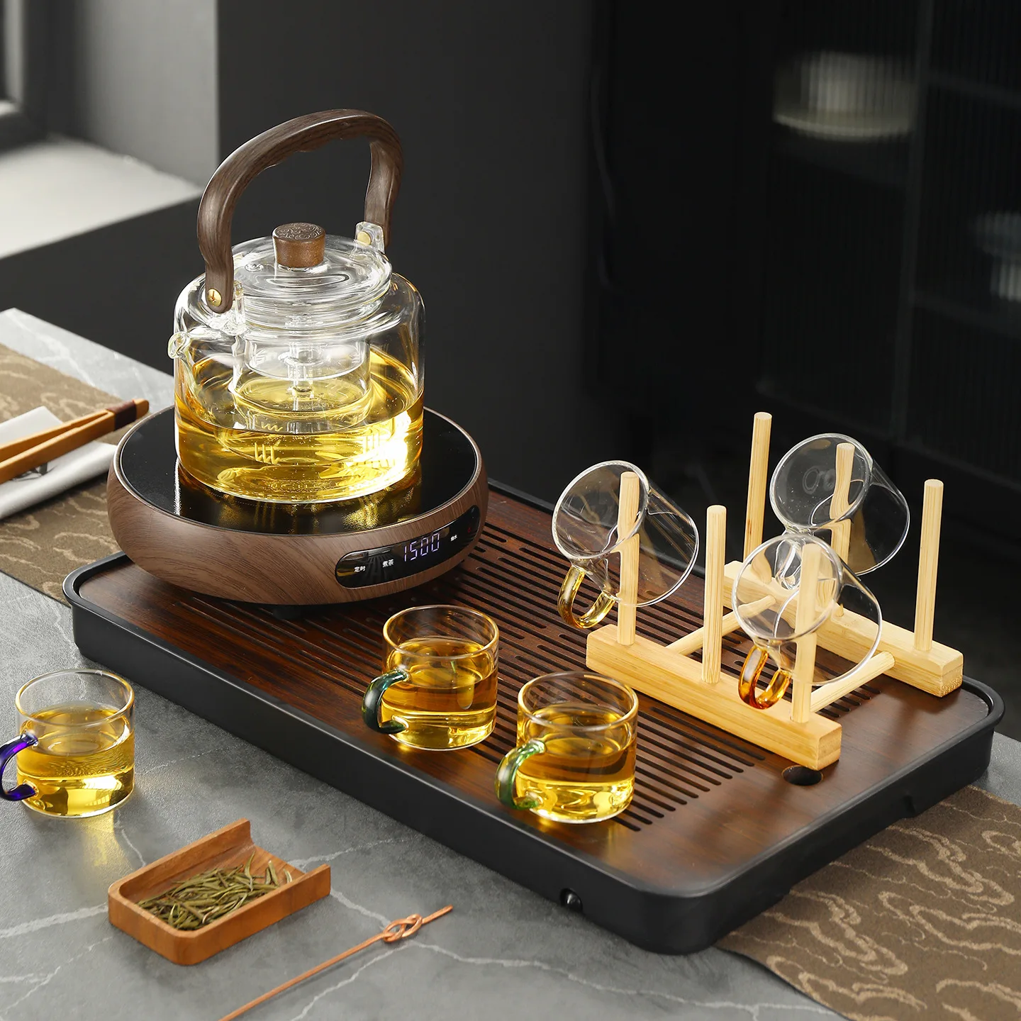 220 فولت رقيقة جدا موقد سيراميك كهربائي المنزل الشاي صانع الطبخ الذكية توقيت فرن التدفئة موقد الشاي المحمولة 8 والعتاد تسخين المياه