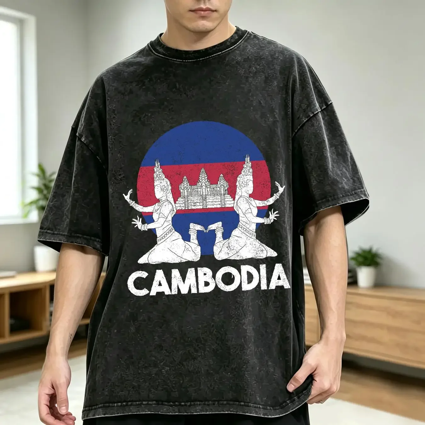 washed T Shirt NEW LIMITED Cambodia Cambodian Khmer Traditional Dance Apsara Temple long or short sleeves vintage Washed