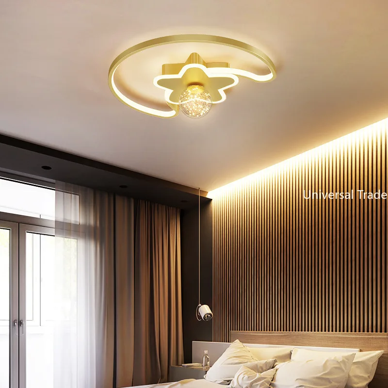 Modern Wrought Iron Ceiling Lamp European Creative Personality Led Simple Household Ceiling Lamp Living Room Bedroom Home Lamps