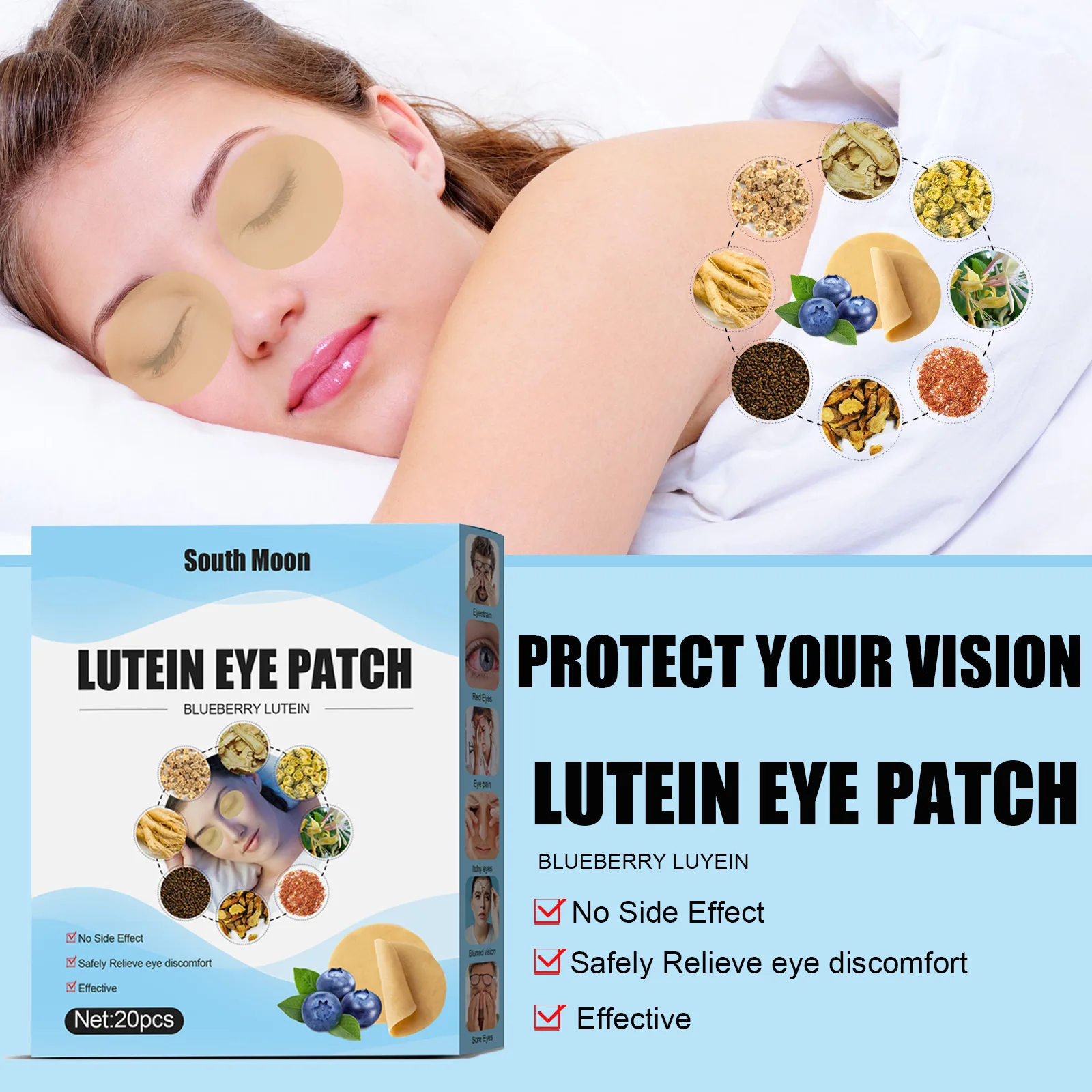 

Blueberry Lutein Eye Patch Relief Eye Discomfort Removal Fatigue Eye Care Sleeping Eye Mask Non-woven Cold Compress Eye Patches