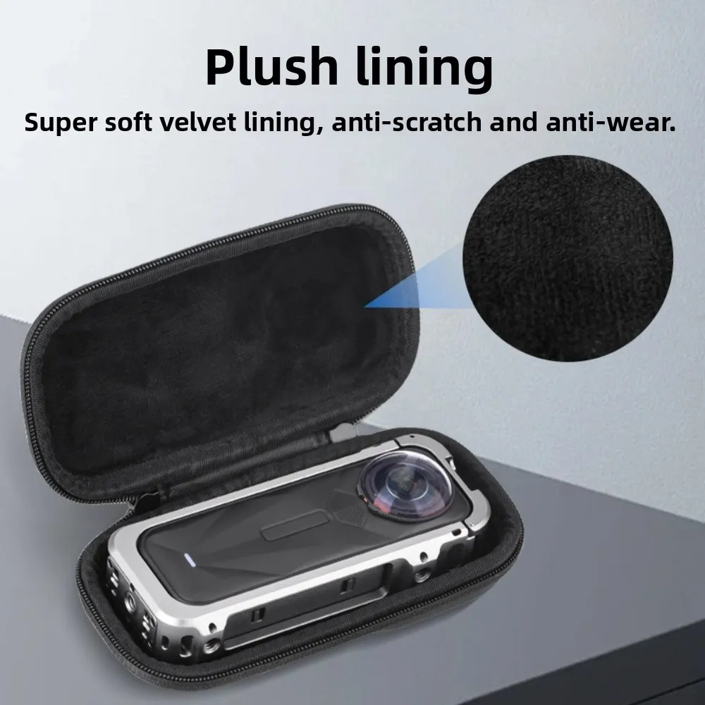 

Дорожный чехол из искусственной кожи, противоударная структура, сумка для хранения камеры с защитой от падения, чехол для переноски с застежкой-молнией для Insta360 X5