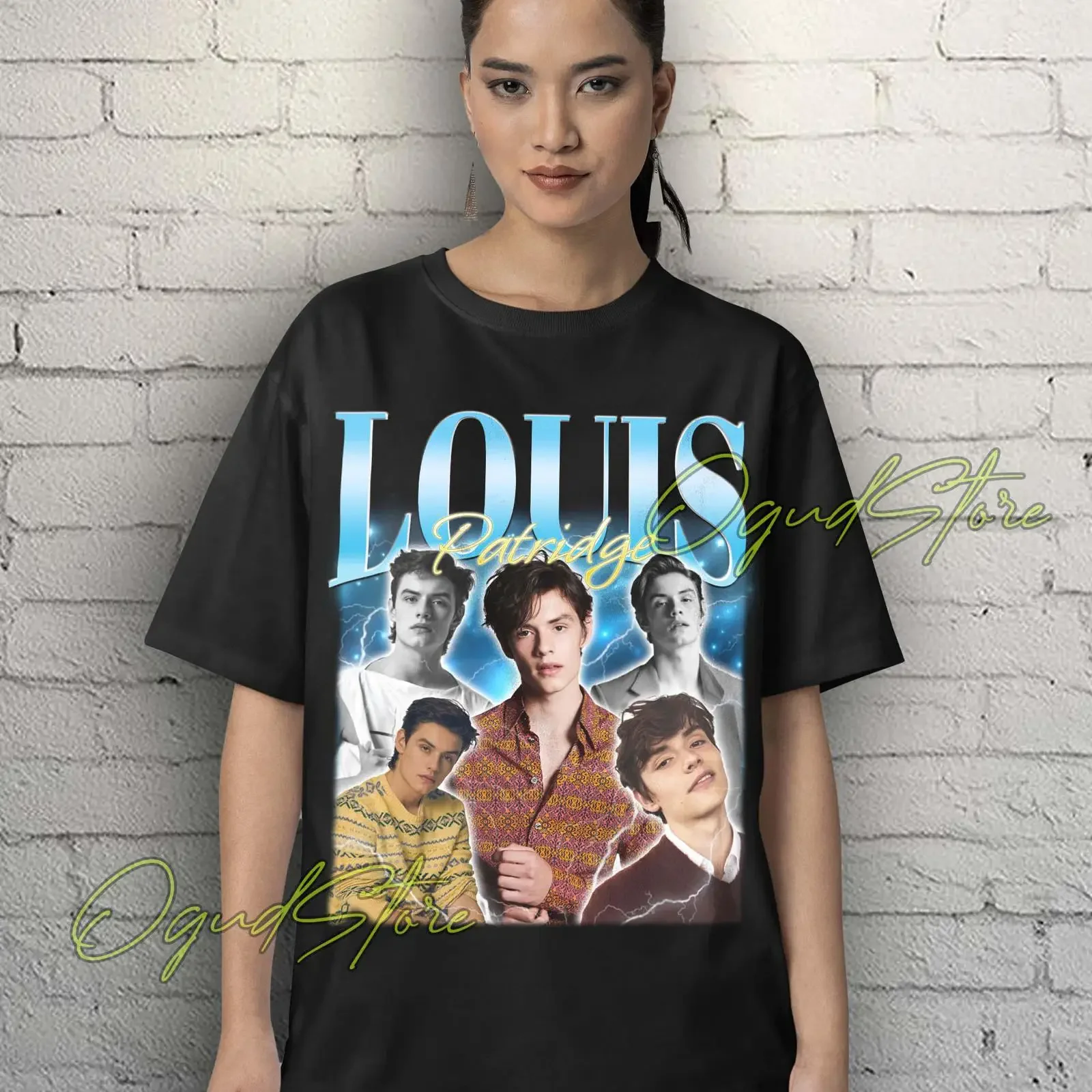 Retro 90s Louis Partridge T Shirt Movie Actor Fans Casual Streetwear vintage Washed Soft designer clothes Unisex Stretched