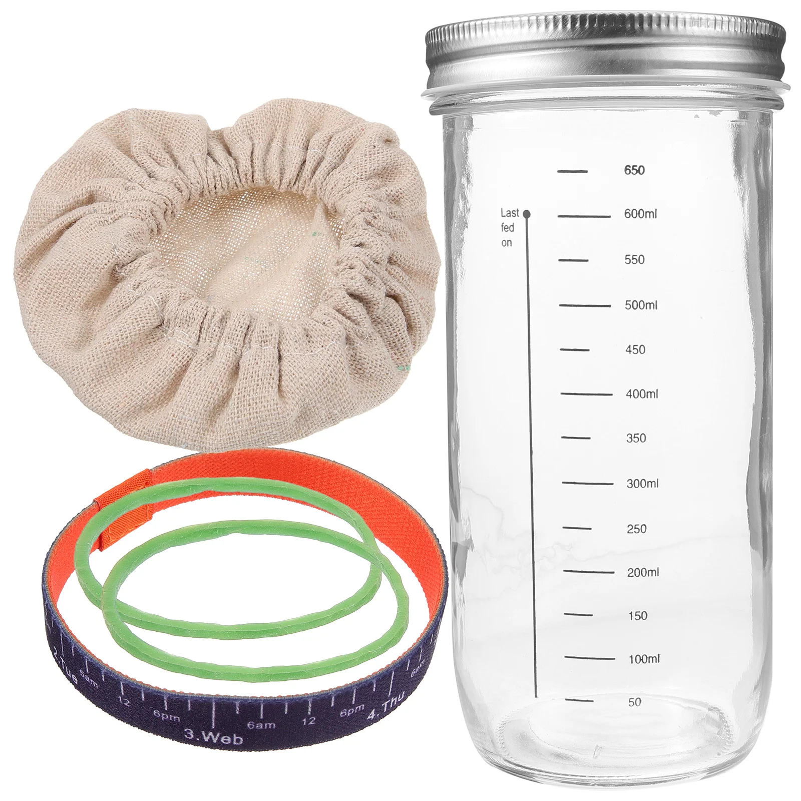 Kit de Tarro de Vidrio para Fermentación de Masa Madre, Almacenamiento Práctico con Escala para Ingredientes Frescos Hechos en Casa, Tarro para Fermentación de Masa Madre