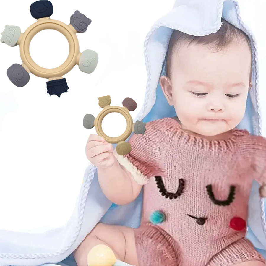 Silicone Teether Multi-Shape Baby Food Grade Baby Teething Rings Children's Oral Muscle Trainer Children's Gifts