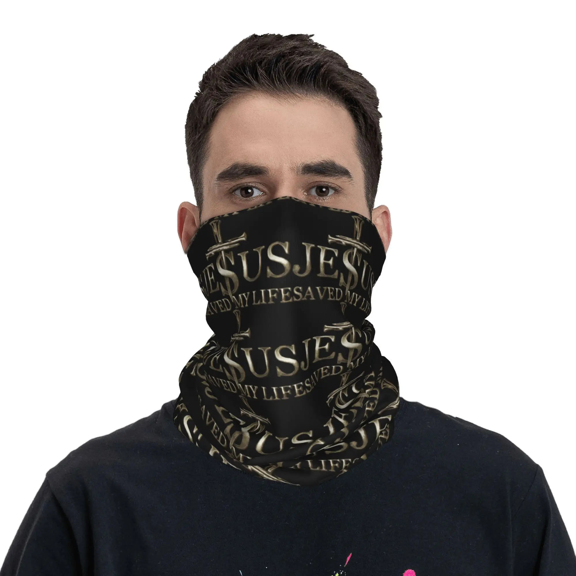 Outdoor Sports Balaclava Jesus Christ Saved My Life Bicycle Mask Seamless Soft  Face Masks Retro Riding Protection Scarf Bandana