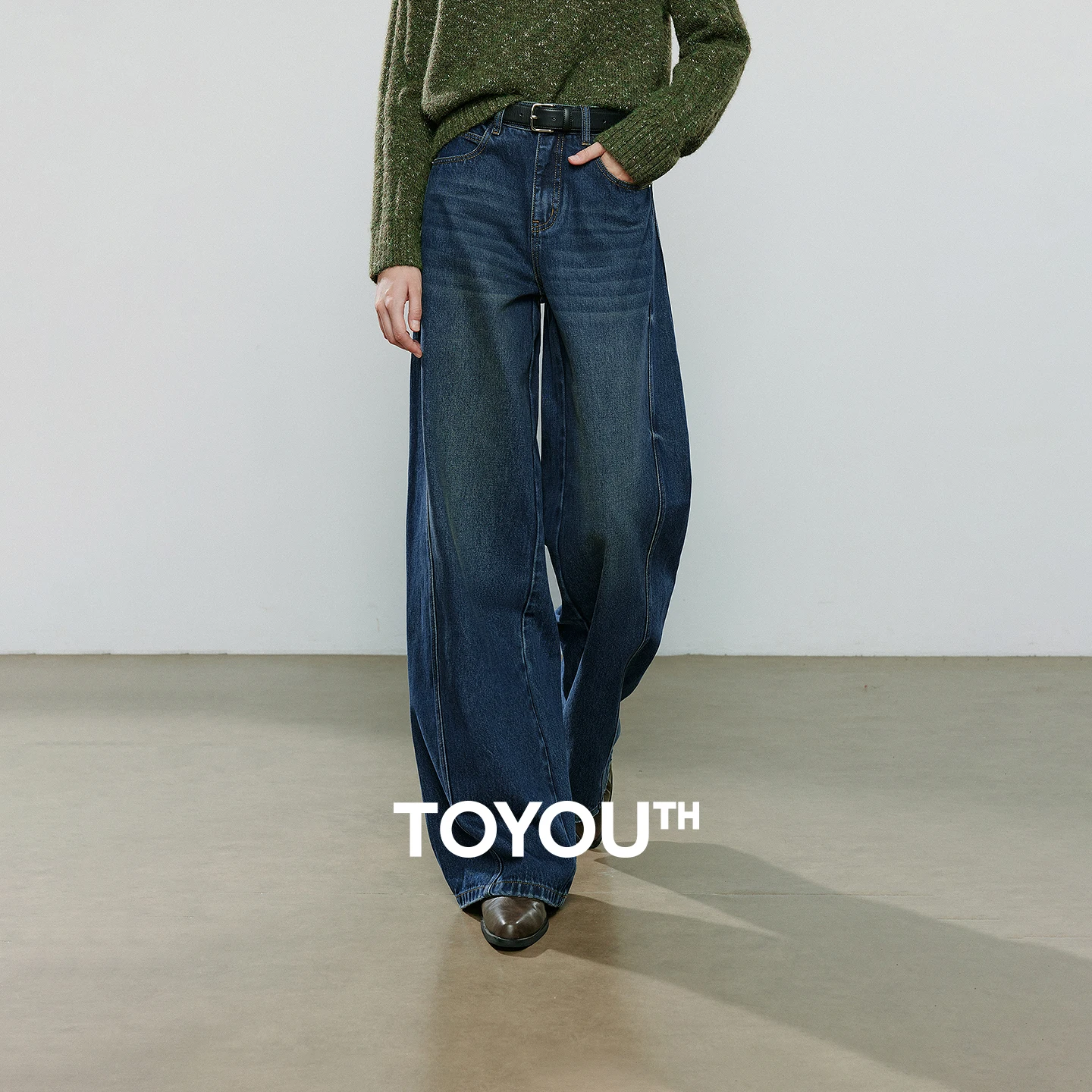 

TOYOUTH Women Wide-Leg Pants 2025 Winter NewAsymmetric Deconstructed Design 3D Loose Wide-Leg Trousers