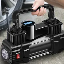 Mini compressor de ar com luz LED para carro, bomba de ar elétrica, cilindro duplo, inflador de pneus pesados, bomba inflável automática, 12V, 150PSI