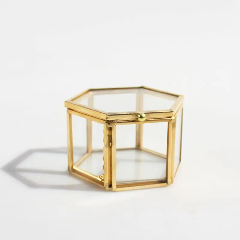 1PC Geometrical Clear Glass Jewelry Box Jewelry Organize Holder Ring Box Necklace Bracelets Earrings Jewelry Accessorie