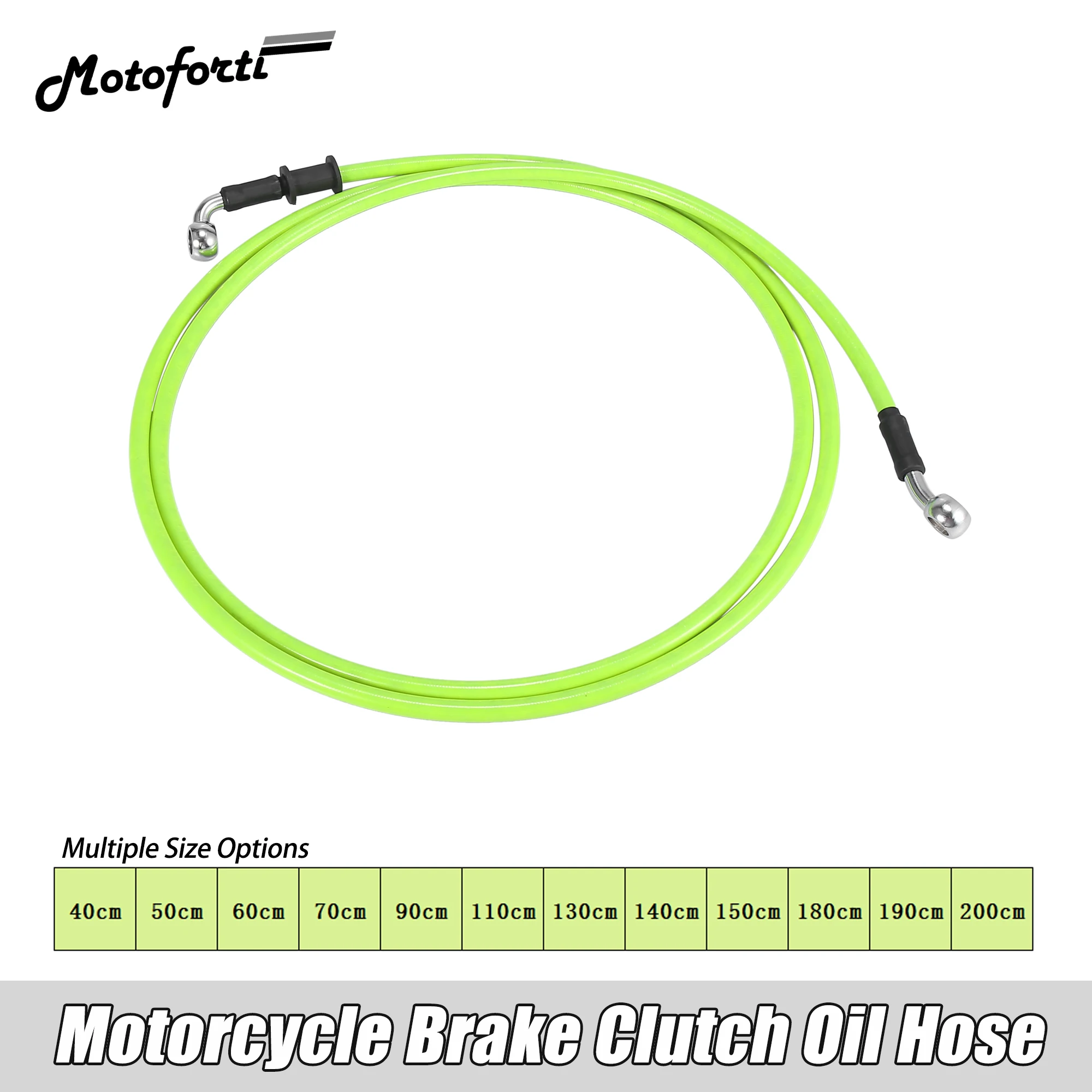 Motoforti Universal 40cm Motorcycle Brake Clutch Oil Hose Line Pipe Green Hydraulic Reinforced Stainless Steel Braided Hose