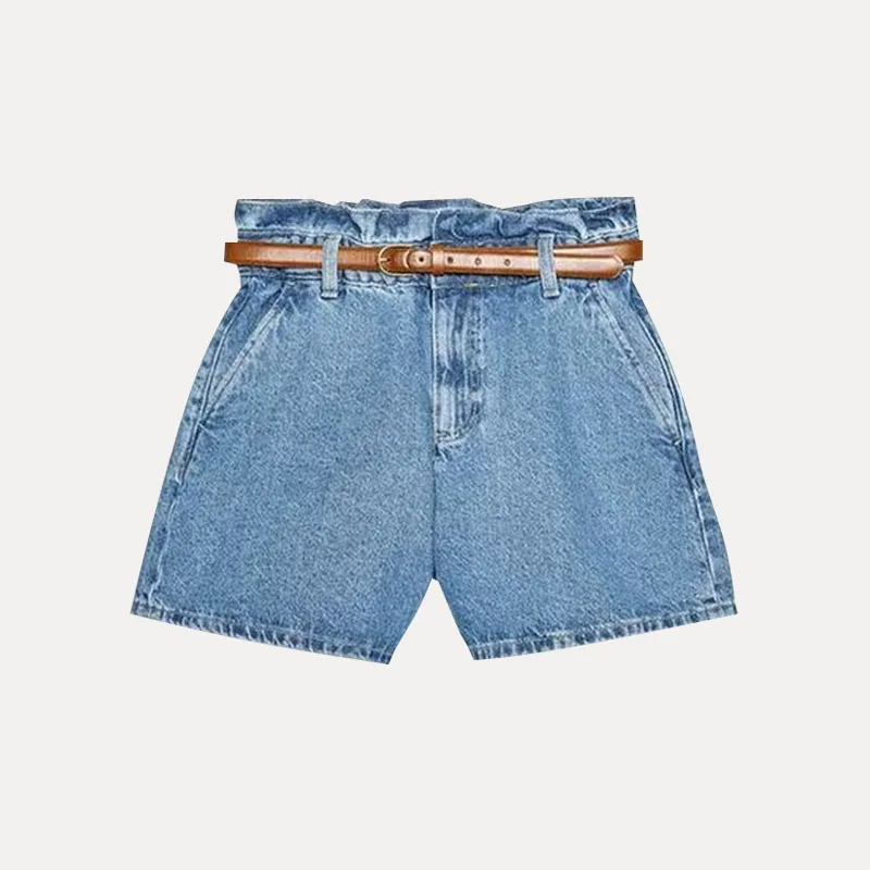 

Spring 2025 High Waist Denim Casual orts Women's Faion Sle Paper Bag Waist Jeans ort Pants Z Brand All Seasons