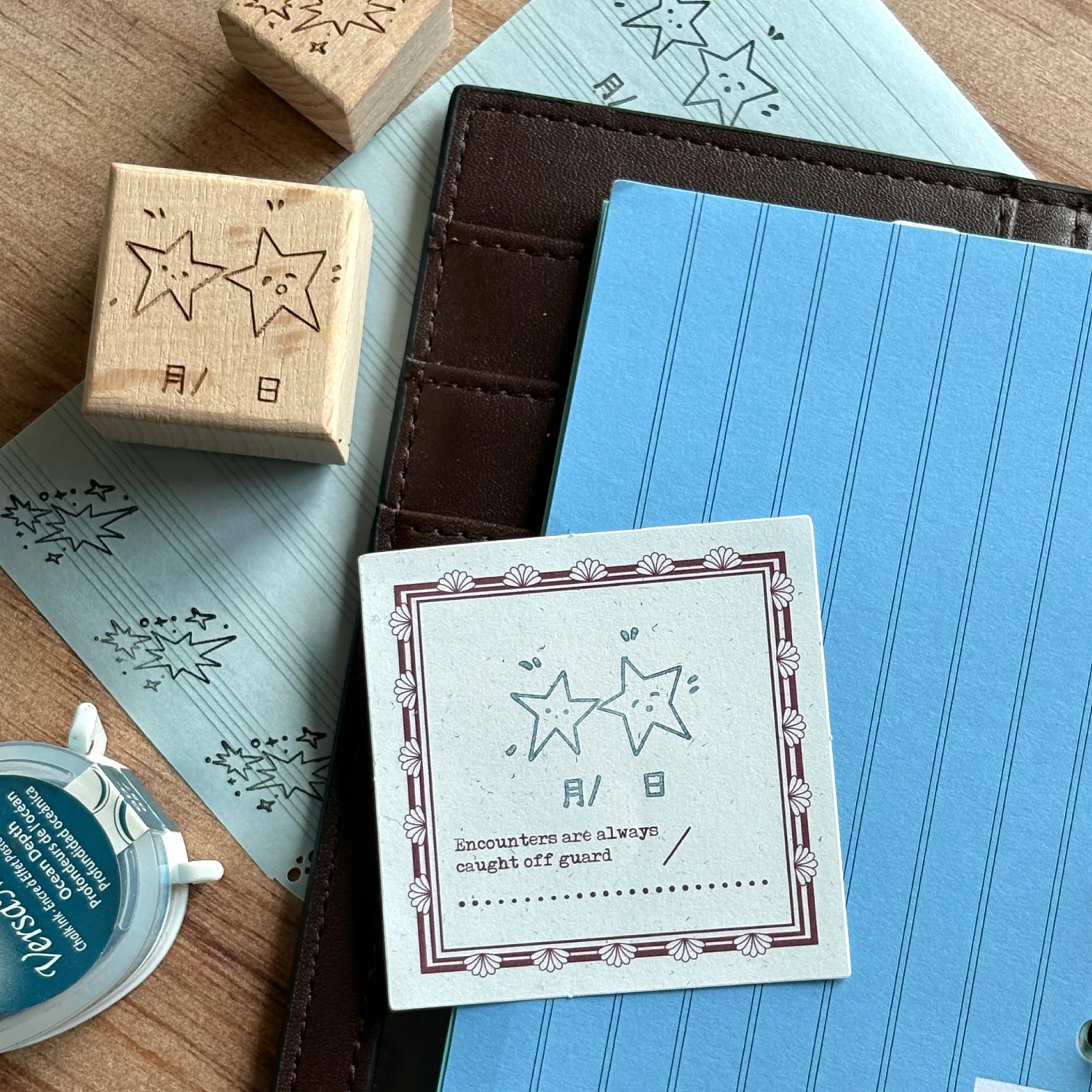 1PC Lucky Star Arrival Series Dreamy Star River Handbook Decoration Beech Wood Seal DIY Diary Scrapbook Aesthetics Journal Seal view 2