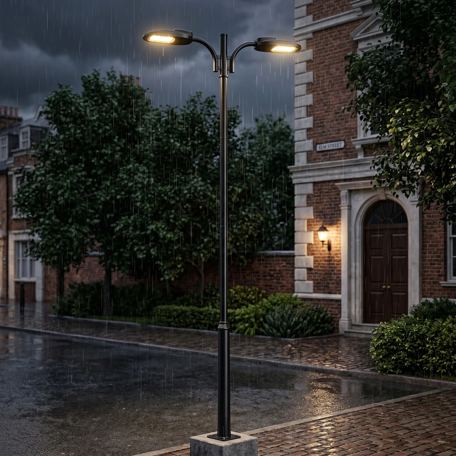 Poste para Farola Exterior de 4 m con Base Cuadrada de 20 × 20 cm