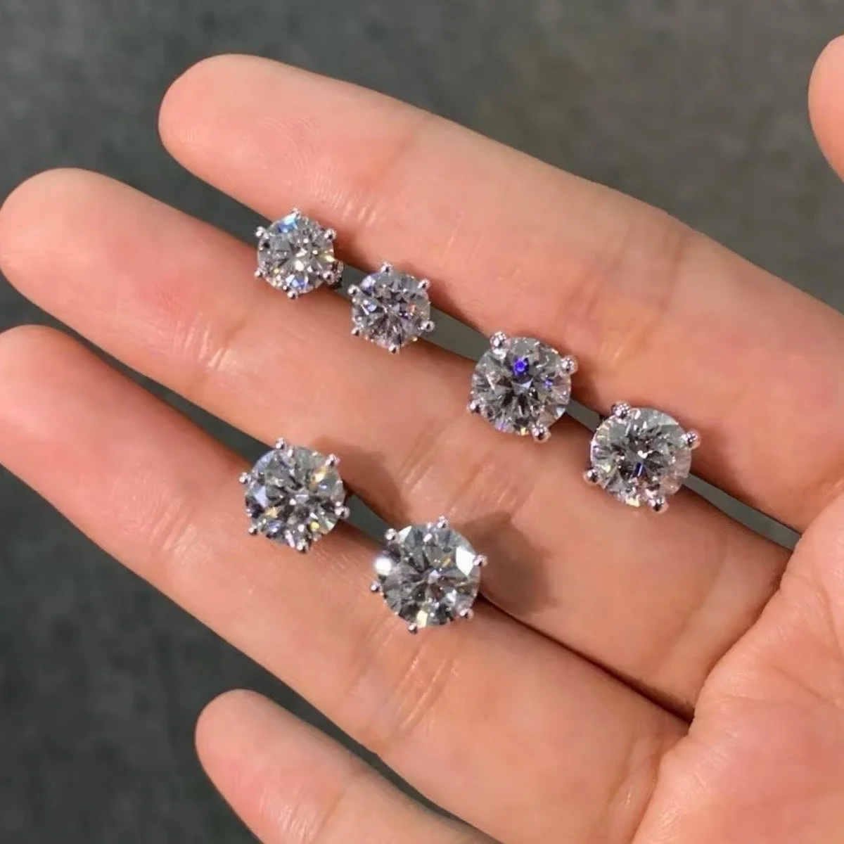 Round Cut Lab Created Diamond Earrings 9K/14K/18K Solid Gold IGI Certified Lab Diamond Stud Earrings Classic Four Prong Earrings