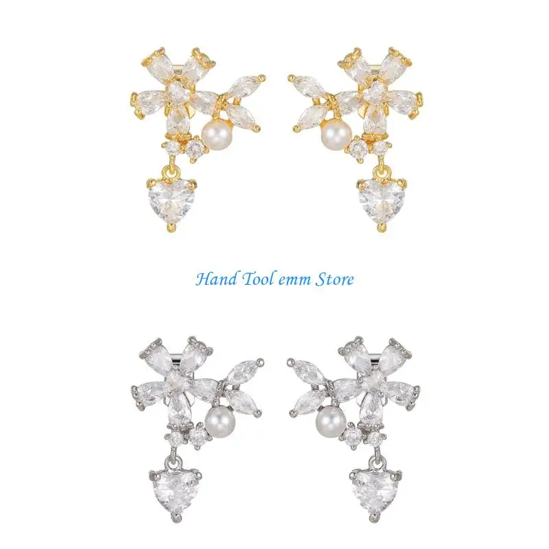 

H37F Secure Pearls Waterdrops Inspired Diamonding Ear Clip for FreeClip 1 2 Earbuds Decorative