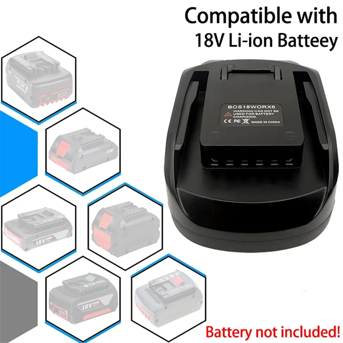 SSR BOS18WORX6 Power Tool Adapter Converter for 18V BAT618 Li-Ion Battery for 20V 6 Pin Power Tools
