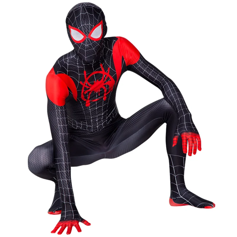 SpiderVerse عصر جديد مايلز موراليس سبايدر مان تأثيري حلي كامل ارتداءها ثلاثية الأبعاد طباعة قلنسوة بسحاب السراويل السوداء فستان الهالوين