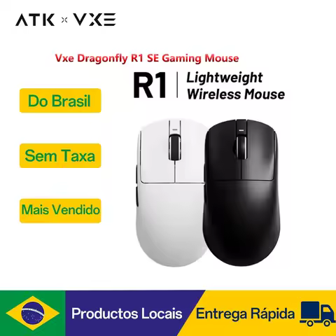 【Do Brasil】Mouse Gamer Vxe Dragonfly R1 SE Bluetooth Recarregável Leve Ergonômico Sem Fio com Sensor Paw3395
