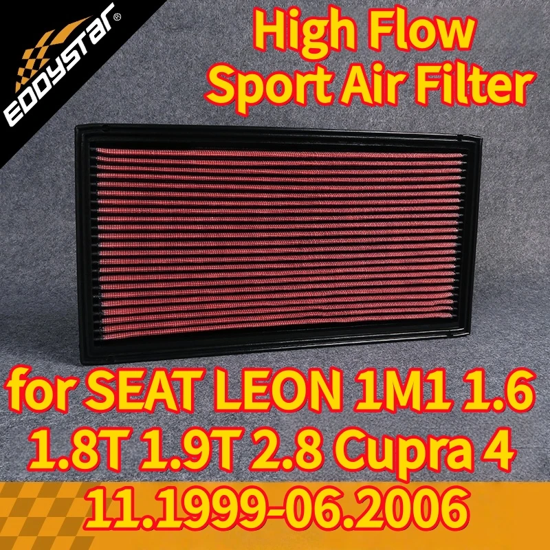 

Спортивный воздушный фильтр с высоким расходом для SEAT LEON 1M1 1,6 1,8 T 1,9 T 2,8 Cupra 4 11,1999-06,2006 Моющиеся гоночные впускные фильтры