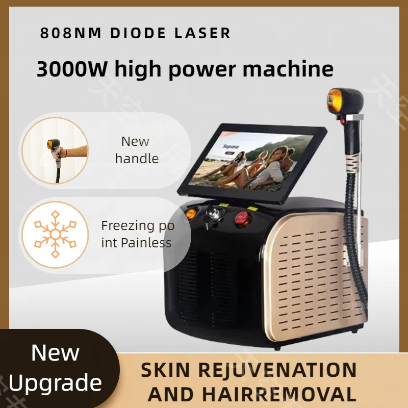 Portable 3000W 808nm Diode Laser 755 808 1064nm Wavelength Freezing Point Painless Permanent Alexandrite Hair Removal